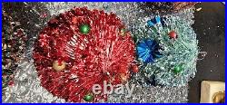 RARE Vintage BOTTLE BRUSH Jeweled Ball Ornaments MCM Christmas Tree LOT 6! AS IS