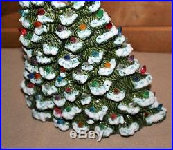 RARE Vintage Ceramic Christmas Tree 2 Piece 16 Tall 11 Wide Flocked Skinny Tree