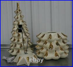 RARE Vintage Ceramic Christmas Tree White With Gold 32 Tall Atlantic Mold Star