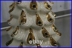 RARE Vintage Ceramic Christmas Tree White With Gold 32 Tall Atlantic Mold Star