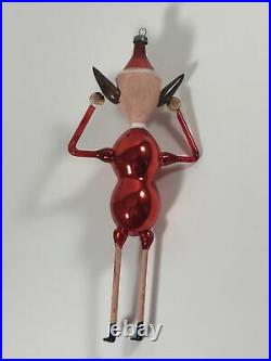 RARE Vintage De Carlini Elf Christmas Tree Ornament Mouth Blown Glass Handmade