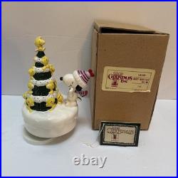 RARE Vintage Schmid Snoopy Woodstock Christmas Tree Music Box