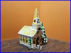 RARE! Vintage Seymour Mann Steeple Church Tree Ceramic Christmas Snow Village