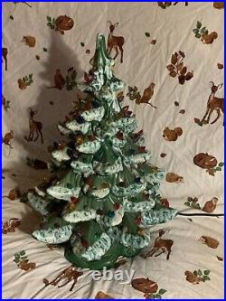 RARE Vintage Snow Flocked Ceramic Christmas Tree 19 H HARDEST TO FIND L@@K