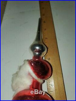 RARE Vtg Christmas Blown Mercury Glass Santa Tree Topper Handpainted Columbia