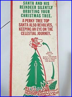 RARE Vtg Christmas Tree Decoration SANTA'S SLEIGH RIDE Mechanical Ornament 1950s