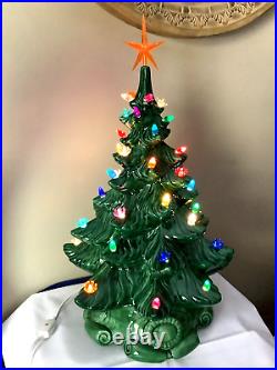 RETRO 1974 VINTAGE ATLANTIC MOLD 19 CERAMIC CHRISTMAS TREE WithLIGHTS & STAR 422