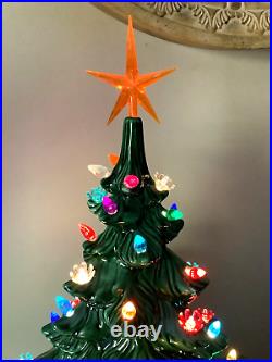 RETRO 1974 VINTAGE ATLANTIC MOLD 19 CERAMIC CHRISTMAS TREE WithLIGHTS & STAR 422