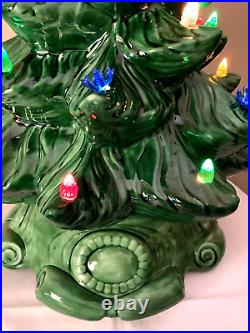 RETRO 1974 VINTAGE ATLANTIC MOLD 19 CERAMIC CHRISTMAS TREE WithLIGHTS & STAR 422