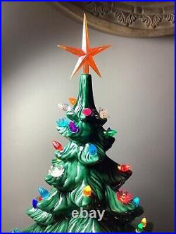 RETRO 1974 VINTAGE ATLANTIC MOLD 19 CERAMIC CHRISTMAS TREE WithLIGHTS & STAR 422