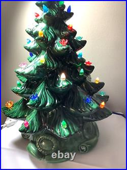 RETRO 1974 VINTAGE ATLANTIC MOLD 19 CERAMIC CHRISTMAS TREE WithLIGHTS & STAR 422