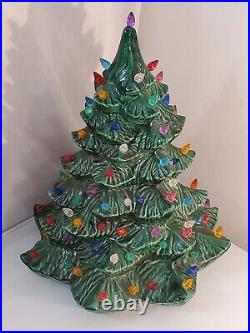Rare 1978 17 Lighted Ceremic Flocked Christmas Tree Albertas Star Base Vtg MCM