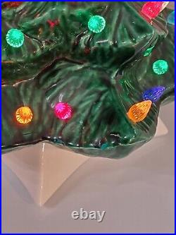 Rare 1978 17 Lighted Ceremic Flocked Christmas Tree Albertas Star Base Vtg MCM