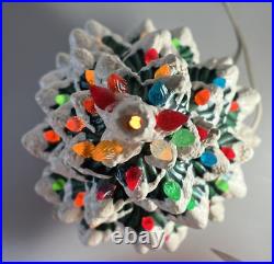 Rare 3 piece vintage ceramic flocked christmas tree w rotary switch