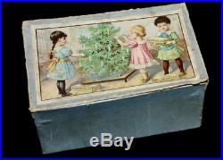 Rare Antique Vintage Christmas tree in Box Dollhouse size Germany