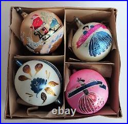 Rare Box Shiny Brite Glass Christmas Tree Ornaments West Germany with Poland Ball