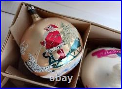 Rare Box Shiny Brite Glass Christmas Tree Ornaments West Germany with Poland Ball