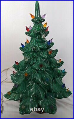 Rare Ceramic Christmas Tree Vintage 1970 Atlantic Tall Approx. 21in Handmade