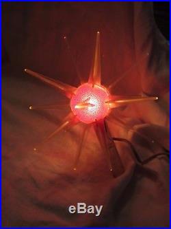 Rare Early Vintage Atomic Sputnik Star Light Up Christmas Tree Topper