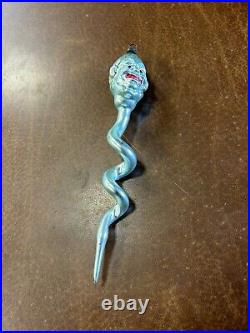 Rare Icicle German Hand Blown Glass Ornament 7 1/2 Tall With Face Nice