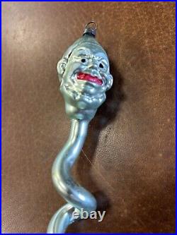 Rare Icicle German Hand Blown Glass Ornament 7 1/2 Tall With Face Nice