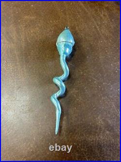 Rare Icicle German Hand Blown Glass Ornament 7 1/2 Tall With Face Nice