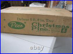 Rare NOS Peco 5 ft. 8 Aluminum Christmas Tree In Box 91- 20 Pom Pom Branches