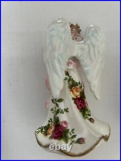 Rare Royal Albert Old Country Roses Angel Figurine Christmas Tree Ornament Set