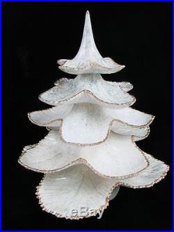 Rare Unique Vtg Stacking White Speckled Ceramic Christmas Tree Holiday Decor
