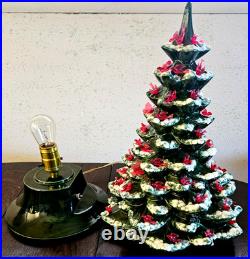 Rare Vintage Arnel LARGE 16 Christmas tree withSnow & Bird Ornaments & Base