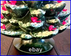 Rare Vintage Arnel LARGE 16 Christmas tree withSnow & Bird Ornaments & Base