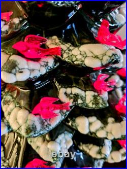 Rare Vintage Arnel LARGE 16 Christmas tree withSnow & Bird Ornaments & Base