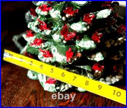Rare Vintage Arnel LARGE 16 Christmas tree withSnow & Bird Ornaments & Base