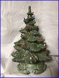 Rare Vintage Atlantic Mold Ceramic Christmas Tree Ex Blbs / 5 Bulb Base 1972