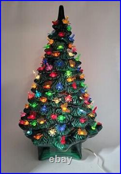 Rare Vintage Ceramic Light Up Christmas Tree Tall Retro Kitschy Holland READ