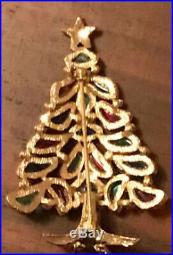 Rare Vintage Crown Trifari Christmas Tree Pin Brooch! Book Piece