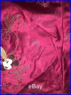 Rare Vintage Disney Christmas Tree Skirt 54 Embroidered Burgundy Dumbo