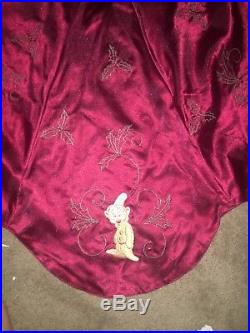 Rare Vintage Disney Christmas Tree Skirt 54 Embroidered Burgundy Dumbo