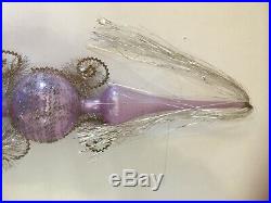 Rare Vintage German Christmas Tree Topper Mercury Purple Wire Wrapped Glass