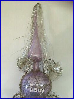 Rare Vintage German Christmas Tree Topper Mercury Purple Wire Wrapped Glass