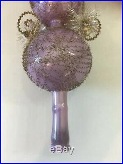 Rare Vintage German Christmas Tree Topper Mercury Purple Wire Wrapped Glass