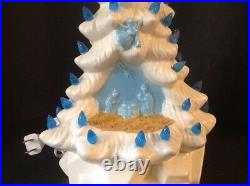 Rare Vintage Holland Reward Mold Lighted Nativity 14 Ceramic Christmas Tree