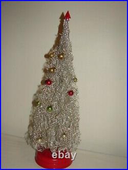 Rare Vintage Miniature Aluminum Silver Christmas Tree Revolving Musical