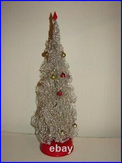 Rare Vintage Miniature Aluminum Silver Christmas Tree Revolving Musical