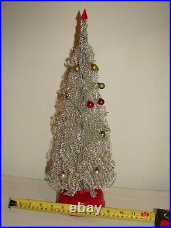 Rare Vintage Miniature Aluminum Silver Christmas Tree Revolving Musical