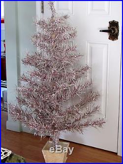 Rare Vintage Pink Silver and White Aluminum Christmas tree 4