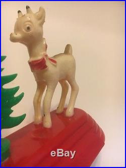 Rare Vintage Royal Electric Candolier 1 Candle 2 Reindeer Christmas Tree #710