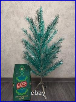 Rare Vintage Soviet Silver Green Christmas Tree USSR Aluminum Tree 120cm or 4ft