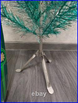 Rare Vintage Soviet Silver Green Christmas Tree USSR Aluminum Tree 120cm or 4ft