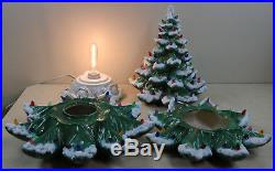 Rare Vintage XL Atlantic Mold Ceramic Christmas Tree 23 4 Pieces Flocked